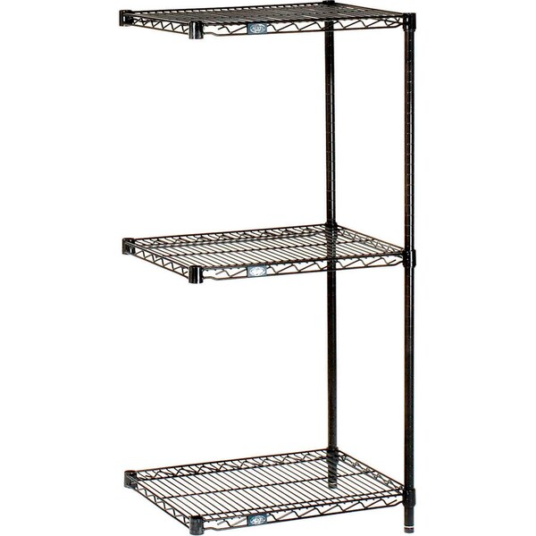 Nexel Black Epoxy, 3 Tier, Wire Shelving Add-On Unit, 36W x 21D x 34H A21363B3 - main